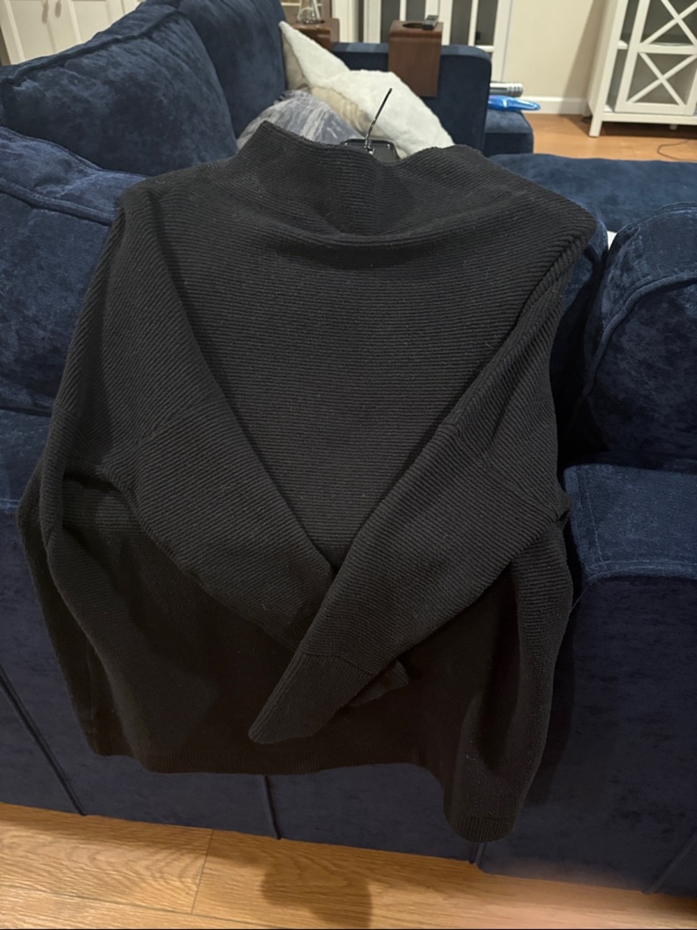 Free People Black Ribbed Crewneck Sweater